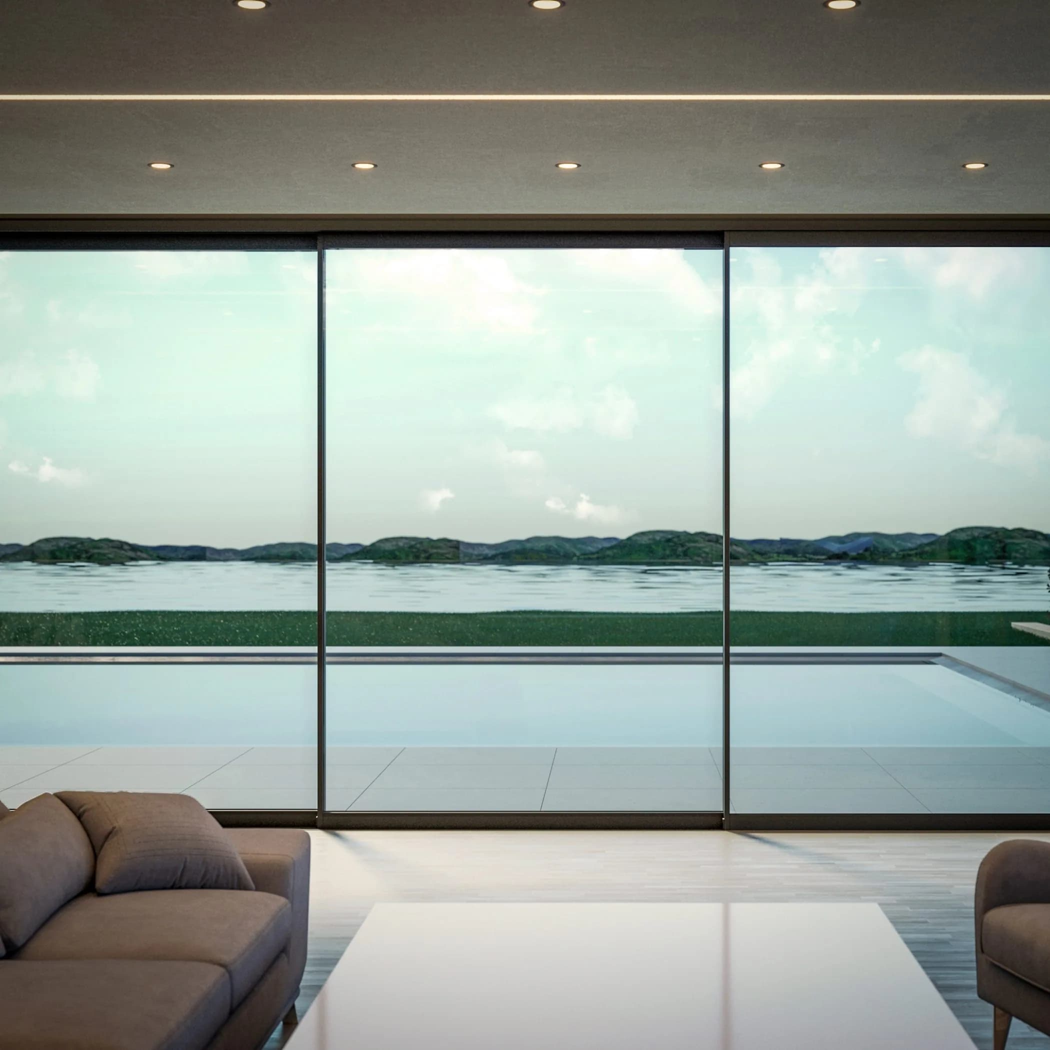 Better view and unhindered light diffusion by choosing a profile for a narrow interlock profile between the sashes