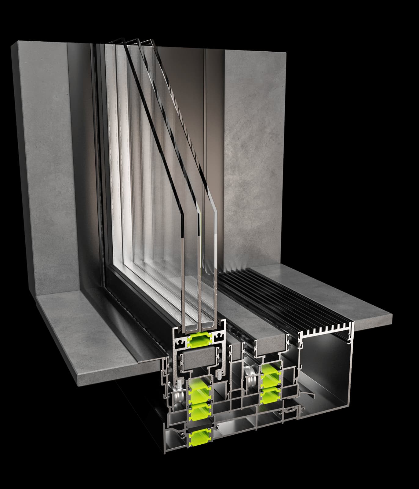 Among the highest soundproofing and thermal insulation performances in its category, with the use of 28mm polyamides